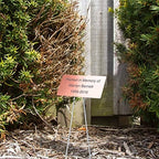 Outdoor Metal Garden Sign, Label, or Memorial. 4 x 2" or 6 x 4" sign with rounded corners and a 10" stake. Materials Include: Stainless Steel, Brass, Copper, Bronze and Titanium. (Copper, 4 x 2") - Image 4