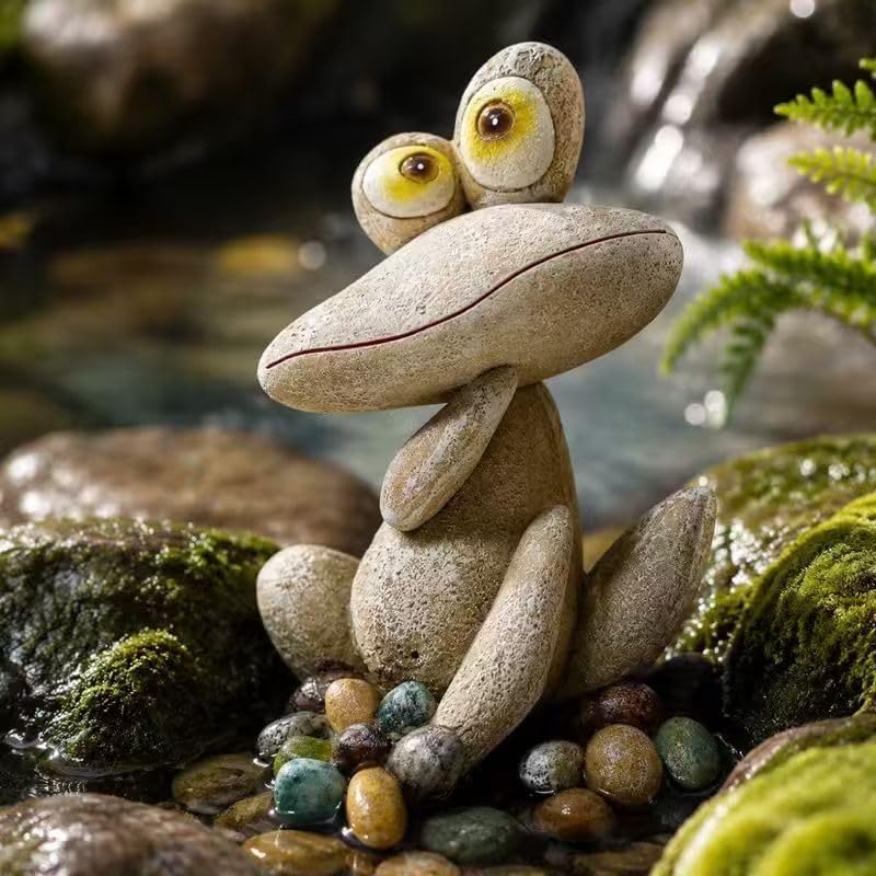 Funny Frog Garden Statue Outdoor Dec Cute Resin Animal Figurine Weatherproof for Yard Lawn Patio Garden Bed Pathway - Whimsical Indoor Outdoor Ornament Gift for Nature Lovers by Unknown