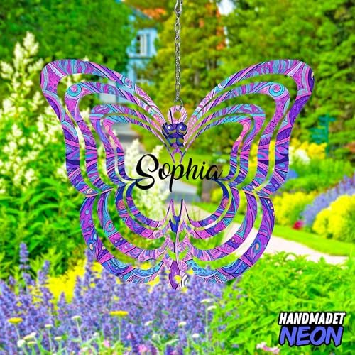 Personalized Dog Angel Paw Wind Spinner Sublimation Memorial Custom Name Years Kinetic Ornament Laser Cut 3D Outdoor Indoor Garden Yard Gifts (Butterfly Shape) - Image 4