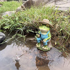 coolboy Garden Pond Frog Fishing Outdoor Statue,Yard Koi Pond Decorations - Image 4