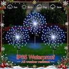 Tujoe 4 Pcs White Snowflake Solar Lights 90 LED 8 Modes Waterproof - Image 4