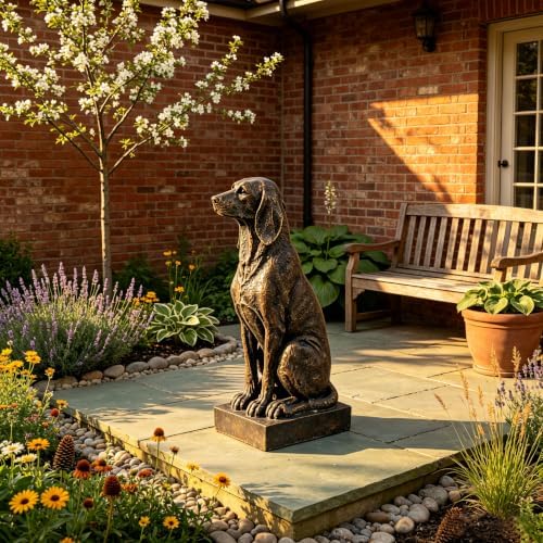 29" Resin Sitting Hound Dog Statue Hunting Sculpture Vintage Bronze - Image 6