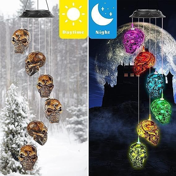 Hummingbird Solar Wind Chimes for Outside - Color Changing LED Outdoor Solar Lights Waterproof Windchimes, Home Garden Patio Yard Porch Decoration (Human Skeleton) - Image 4