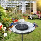Solar Powered Bird Bath with Fountains for Hummingbirds,Stable Stylish Design with 5-Prong Base Metal Stake Plastic Bird Baths for Outside Lawn Patio Yard Garden - Image 2