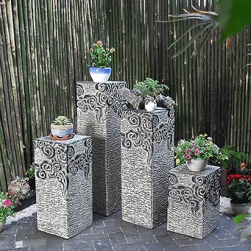 ARCVOX Home Garden Sculpture Columns Pedestal, Faux Stone Finish Floor Ornaments, Landscape Statues for Home Decor, Backyard Decor Pagoda Statue (Size : 27.5in) - Image 2