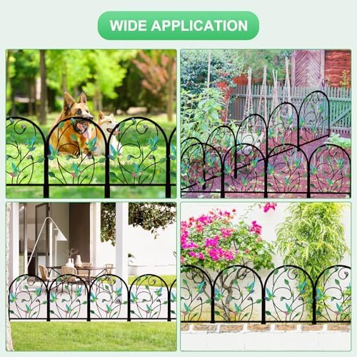 4 Pack Hummingbird Decorative Garden Fence Metal Hummingbird Design Metal Arch Garden Fence Border for Yard Patio Flower Bed Lawn Outdoor Landscape Decoration Animal Barrier Fence for Garden - Image 6