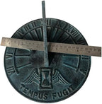 Engraved Metal Sundial with Tempus FUGIT Inscription – 9 Inch Aged Bronze Outdoor Garden Timepiece – Decorative Functional Sundial for Patio, Lawn & Garden Decor - Image 4