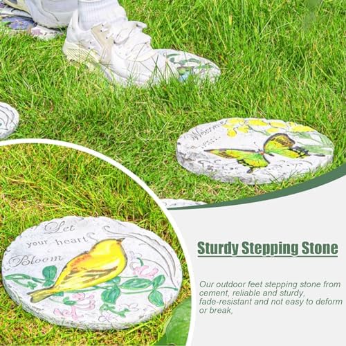 Kunovo 3pcs Garden Décor Stepping Stone, Dimensional Round Walkway Path Stones with Butterflies, Animals or Birds Print, Fun Cute Yard Lawn Step Stone (Size : Butterflies), 58741 - Image 3