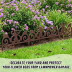 4 Pcs Iron Sheet Decorative Garden Edging, Vintage, Dark Brown - Image 6