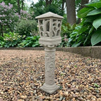 OLOMA Japanese Lantern Decorative Concrete Garden Statue Outdoor Pagoda Decor Stone Asian Zen Lightplace Sculpture Landscape Ornament Courtyard Patio Entryway Decor by OLOMA