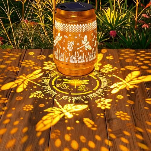 Dragonfly Solar Lanterns Outdoor with Shepherd Hook, Birthday Gift Mothers Day Gift for Women Mom Grandma Wife Daughter, Waterproof LED Hanging Lights, Decor for Yard Garden Patio Porch Lawn Tabletop - Image 5