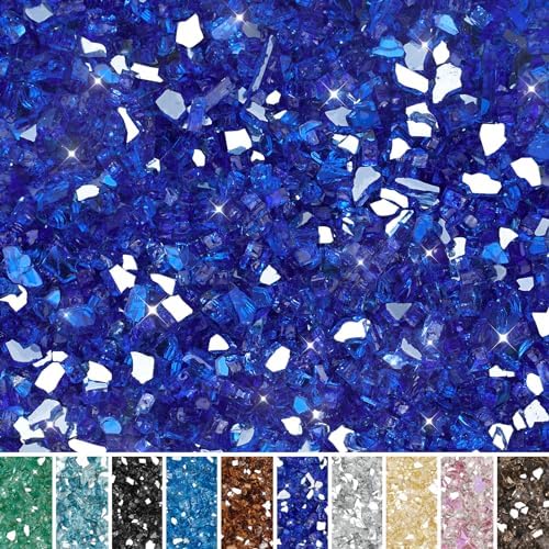 Skyflame 1/4-Inch Cobalt Blue Reflective Fire Glass for Fire Pit Fireplace by Skyflame
