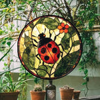Ladybug Flower Stained Glass Window Hanging Suncatcher Gifts for Women 15" - Image 5