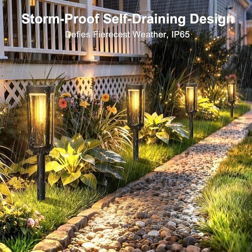 JEJOT Solar Pathway Lights Outdoor Waterproof, 6 Pack Solar Walkway Lights - Image 5
