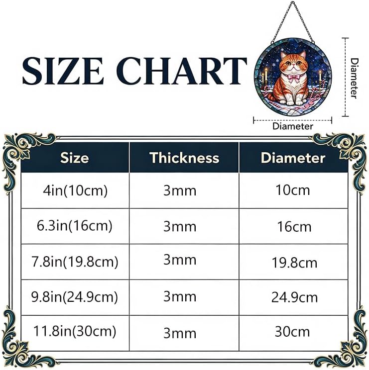 Stained Glass Window Hanging Exotic Cat Suncatcher Gifts for Sister 9.8" - Image 2