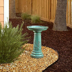 Smart Solar Wingate Outdoor Ceramic Birdbath with Pedestal Stand and Glossy Finish, Elegant Traditional Birdbath for Garden, Mint - Image 2