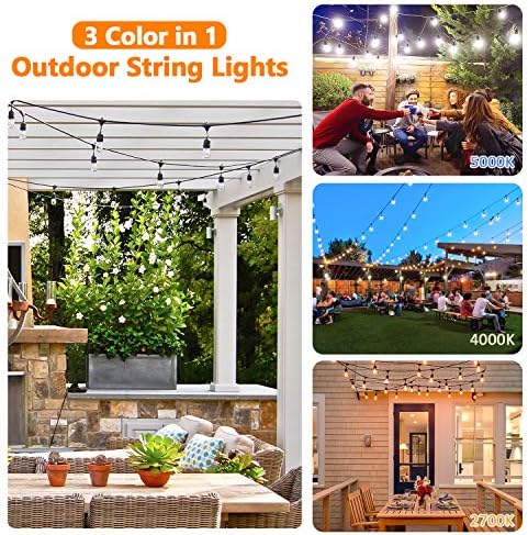 Lakumu 2-Pack 3 Color Dimmable LED Outdoor String Lights with Remotes - Image 2