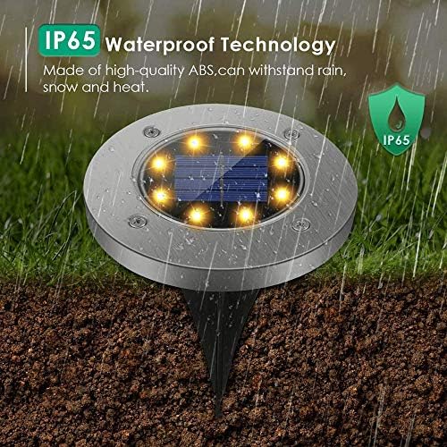 Solar Ground Lights Ip65 10 Lamp Beads Solar Garden Lights Outdoor Led Disk Lights Waterproof In-Ground Outdoor Landscape Lighting for Lawn Patio Pathway Yard Deck Walkway Flood Light,White Ligh - Image 2