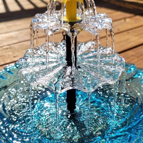 Solar Hanging Bird Bath Fountain, Solar Powered Cascading Outdoor Water Fountain, with Solars Pump, Outdoors Decor Hummingbird Bath Shower Bowl Kit Garden Gift Yard Patio Backyard Decoration (Blue) - Image 3