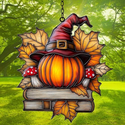 Pumpkin Witch and Books Acrylic Suncatcher - Image 3