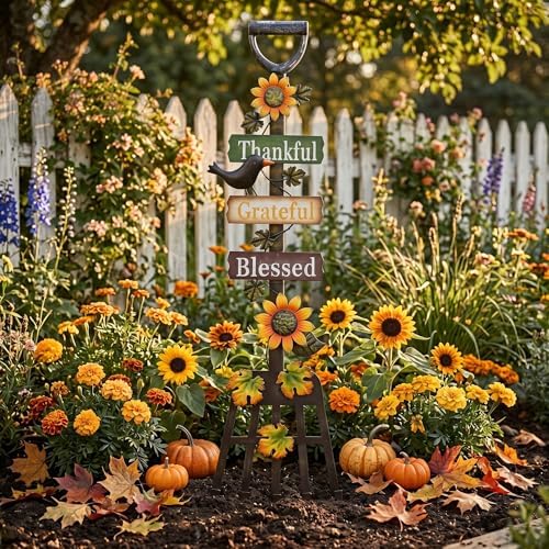 TERESA'S COLLECTIONS Fall Outdoor Decor Metal Rake Yard Stake 30" - Image 3