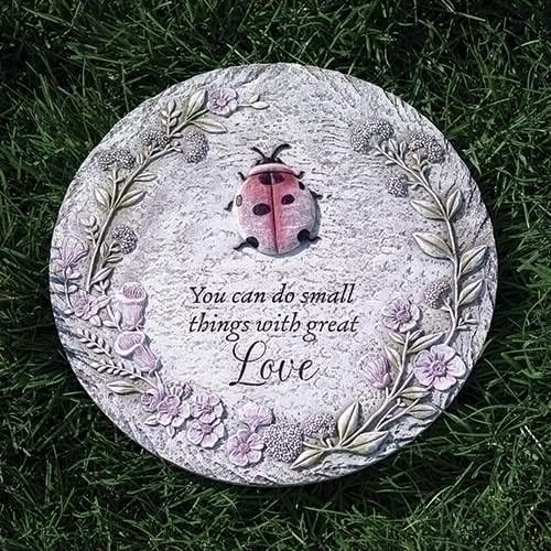 Roman Ladybug Stepping Stone, 11.75-inch Diameter, Resin, Stone Mix, Garden, Decorative by Roman