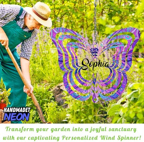 Personalized Dog Angel Paw Wind Spinner Sublimation Memorial Custom Name Years Kinetic Ornament Laser Cut 3D Outdoor Indoor Garden Yard Gifts (Butterfly Shape) - Image 7