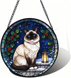 Stained Glass Window Hanging Birman Cat Suncatcher Gifts for Mom 11.8" by Unknown