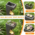 39" Outdoor Water Fountain, 5-Tier Cascading Floor-Standing Indoor Waterfall Fountains, Modern Large Water Feature with 5 Waterfalls & LED Lights, for Garden, Patio, Deck, Porch - Image 2
