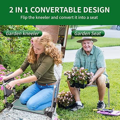 LUCKYERMORE Upgraded Garden Kneeler and Seat, Gardening Stool Kneeling Bench for Gardening with Tool Pouch, Wider&Softer EVA Kneeling Pad, Gardening Gifts for Parents Seniors, Lightweight & Heavy Duty - Image 6