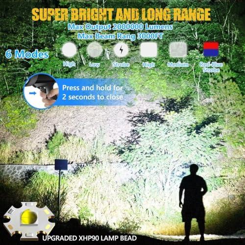 2000000 Lumens Rechargeable Spotlight with Tripod, Large - Image 2