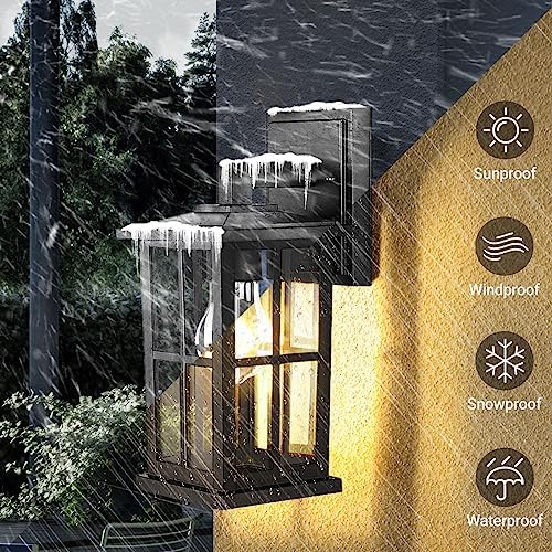 BesLowe 2-Pack Outdoor Wall Light Fixtures, Exterior Porch Lights, Black - Image 4