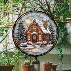 Christmas Cottage Stained Glass Window Hanging Decor Gifts for Women 15" - Image 5