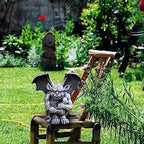 Gargoyle Gothic Statue, Polyresin Yard Flower Decor Sculpture, Indoor Outdoor Office Lawn Desktop Decorations (Hug Knees) - Image 3