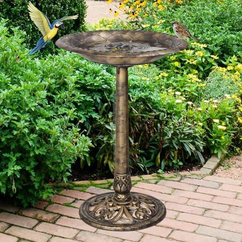 ZENY Outdoor Garden Bird Bath 28Inch Weather Resistant Polyresin Birdbath, Bronze - Image 2