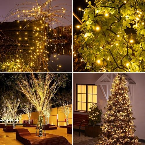 100FT Solar Outdoor String Lights Extra Long 300 LED with USB Charging & Remote & Memory Solar Powered Christmas Tree Lights Waterproof for Outside Porch Tree Garden Patio Wedding(Warm White) - Image 6