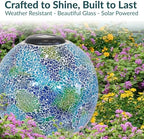 Sunnydaze Azul Terra 10" Glass Mosaic Gazing Globe with Solar Light and 9" H Bronze Steel Traditional Style Gazing Ball Stand for 10" or 12" Outdoor Garden Gazing Globes Bundle - Image 5
