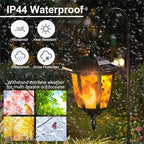 Dynaming 6 Pack Solar Flame Hanging Lights Outdoor, Halloween Solar Flickering Flame LED Garden Lanterns with 6 x 38 Inch Shepherd Hooks, Christmas Lighting for Lawn Patio Yard Pathway Driveway - Image 4