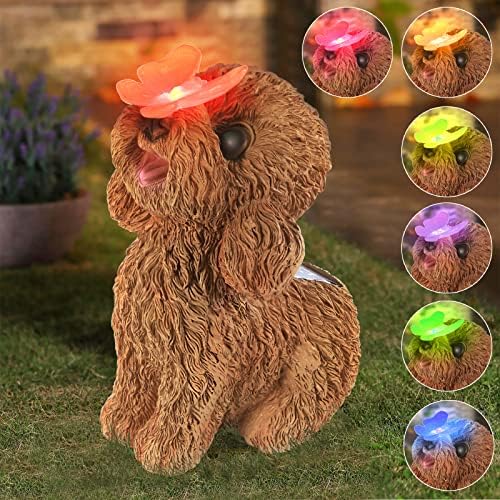 Dog Statues Outdoor Decor, Solar Lights Outdoor Statue Garden Decorations by PaLuQiYa