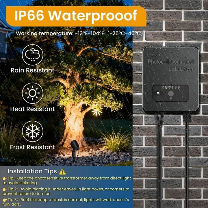 12W Low Voltage Landscape Lighting Kit, Outdoor Spotlight Yard 8Pack - Image 5