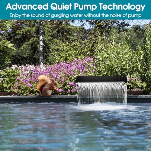 POPOSOAP Pond Waterfall with Pump Kit, 304 Stainless Steel Waterfall Spillway with 40W 660GPH Pump, Pond Spillway with 9.8FT Corrugated Tubing for Garden (12inch)-P43 - Image 4