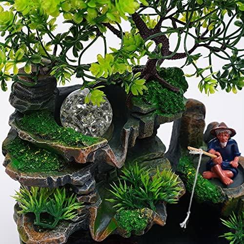 Waterfall Fountain Tabletop, Indoor Fountains Office Tabletop, Zen Meditation Waterfall Fountain, Desktop Tabletop Decoration with LED Lights, Resin Material 110V-220V - 7.9 x 5.9 x 11.8 inches - Image 6