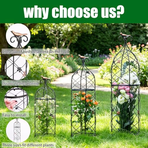 Obelisk Trellis 26" Metal Garden Support for Climbing Plants - Image 4