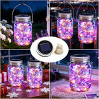 VOOKRY 12 Pack Solar Mason Jar Lights, 30 LED Mason Jar Lids Waterproof Firefly Fairy String Lights with 12 Hangers(No Jars), for Outdoor Patio Garden Yard Lawn Party Wedding Decoration - Multicolor - Image 3