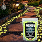 Glow in the Dark Rocks Outdoor, Night Guide Pebbles for Aquarium, Luminous Garden Stones for Landscape Decor, Yard, Walkway & Planter (1000, Yellow) by LISINUO