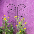 4 Pack Metal Garden Trellis 86.7" Tall Outdoor Climbing Plant Support for Roses, Flowers, Rustproof Durable Black Galvanized Tube, Lawn Garden Fence Decor Screen (4, Black birds-86.7" H) - Image 6