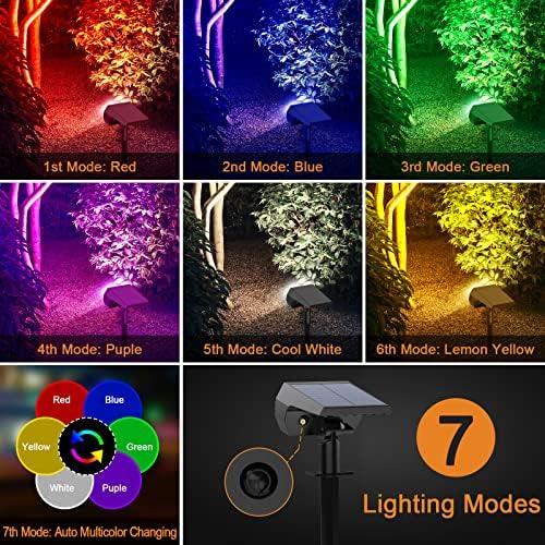 Solar Spot Lights Outdoor Waterproof Color Changing, 10 Pack, 13 LED RGB - Image 5