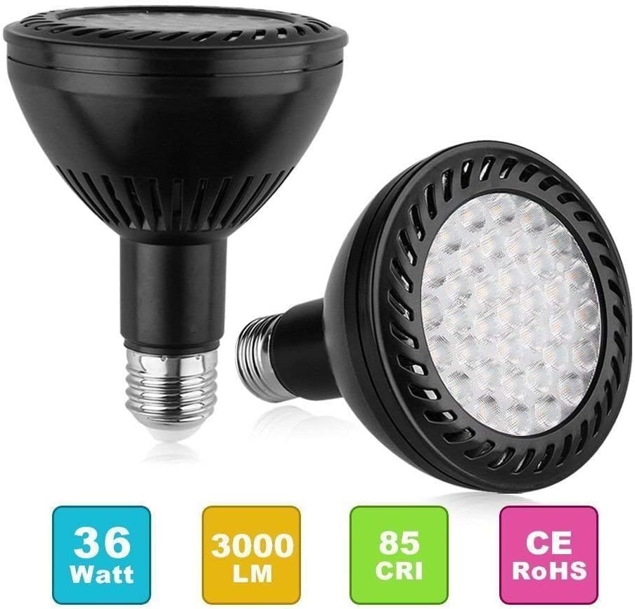 ele ELEOPTION Pack of 2pcs PAR30 LEDs Spot Light Bulb Spotlight 36W LED Bulbs Long Neck E26/E27 Base Lumen 6000K Warm White Light Bulbs 45 Degree Beam Angle - Image 3