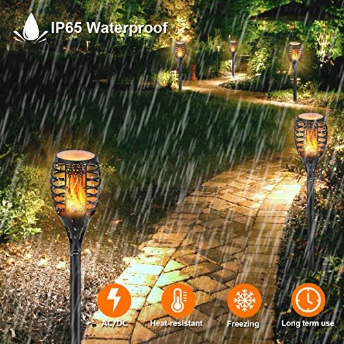 LUYE Low Voltage Torch Landscape Lights Wired Flickering Flames Torches Pathway Lights 12V Outdoor Torch Lighting with Connector Waterproof Landscape Lighting for Christmas Yard Decoration (8Pack) - Image 5
