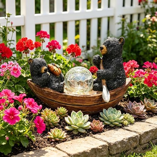Rezpuao Garden Statue of Bear,Garden Decor Bear Figurine,Bears Outdoor Statue,Solar Decor for Patio,Balcony,Yard,Lawn Ornament - Image 5